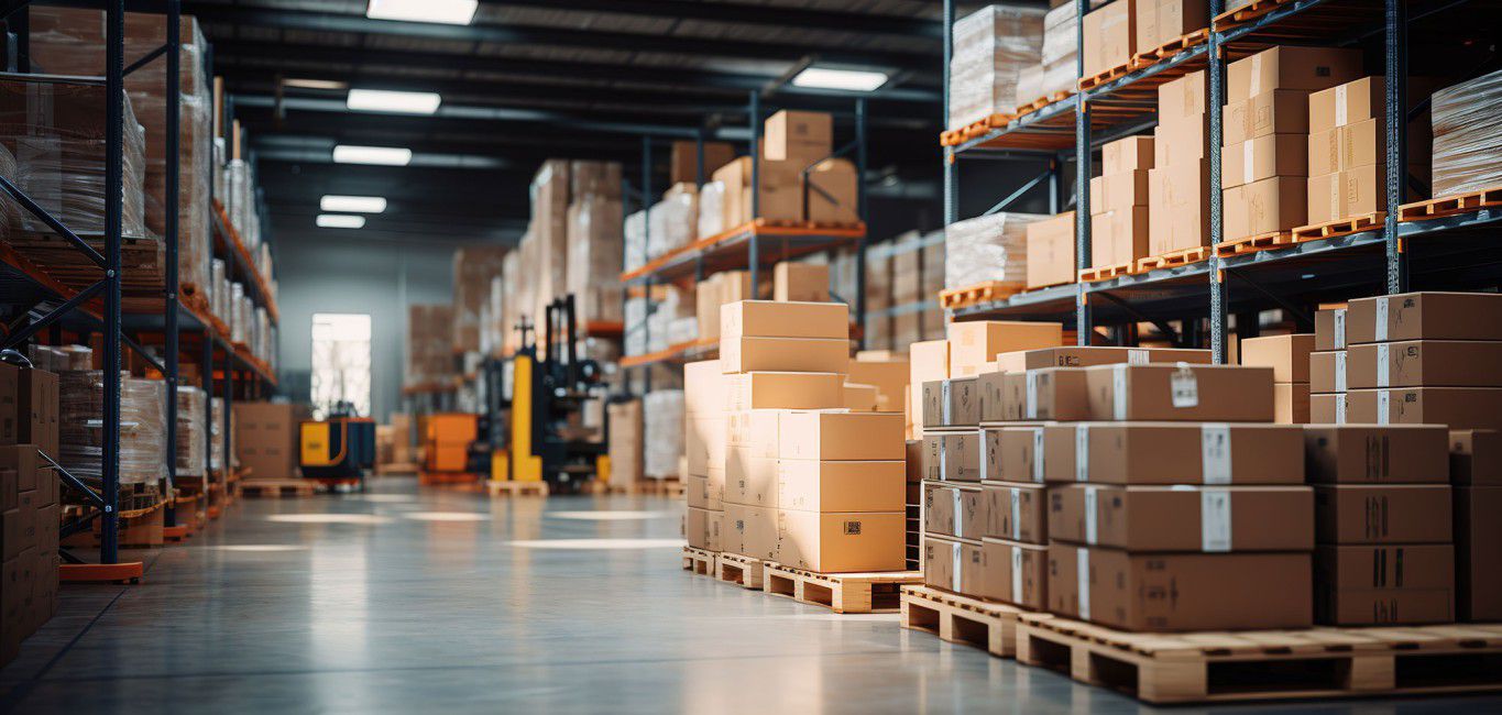 Items on pallets in the warehouse